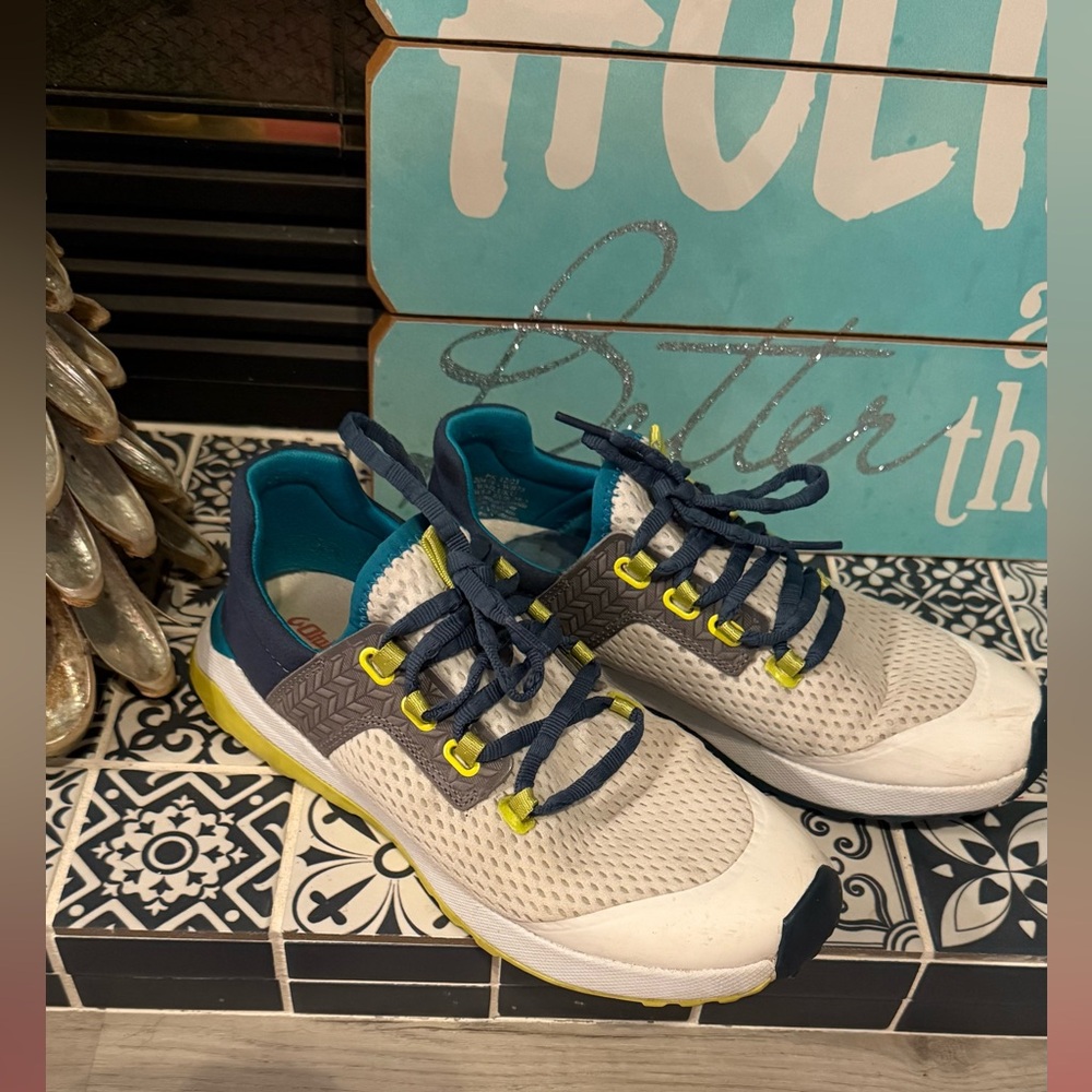 OluKai Athletic Shoes in White, Blue, and Yellow